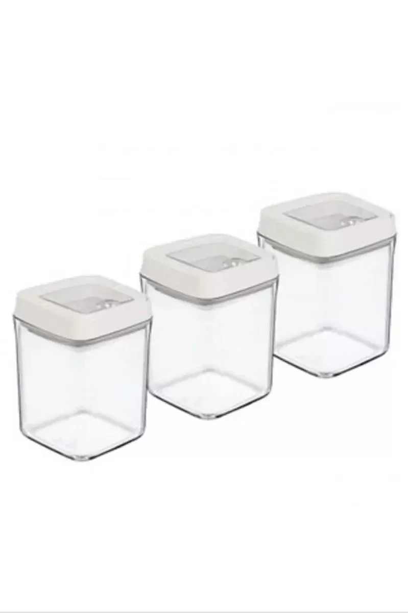 Vakumlu Erzak Kavanozu Kare 3lü Set Royaleks-OKY-234 Vakumlu Erzak Kavanozu Kare 3lü Set Royaleks-OKY-234