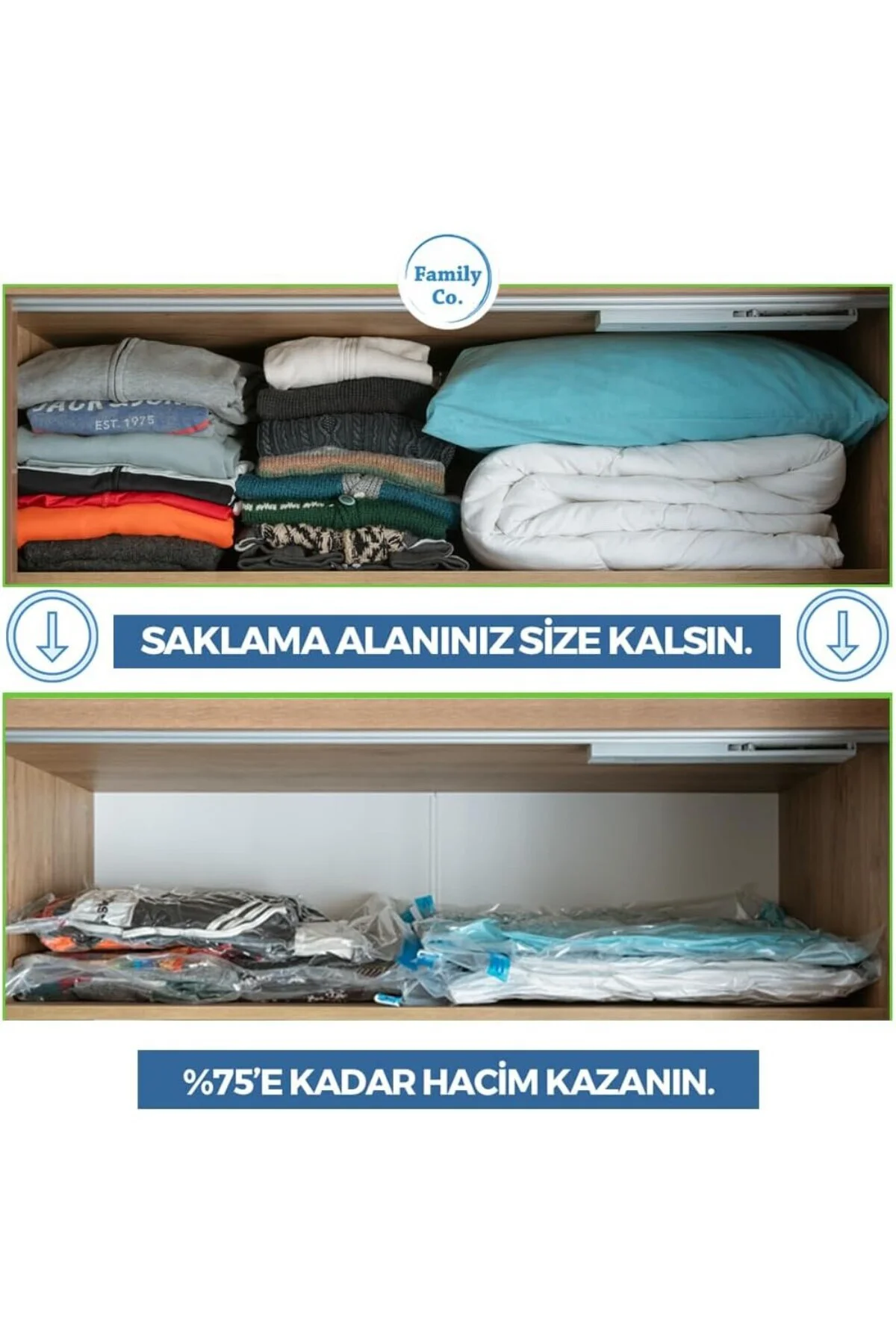 Vakumlu Hurç Poşet Setleri 5 Parça 50x70-2, 60x80-2, 80x100-1