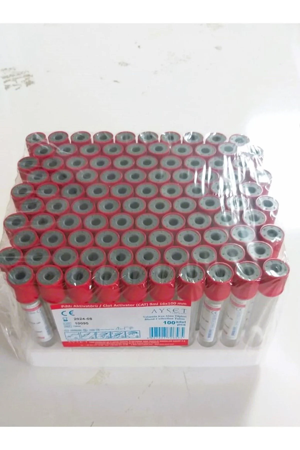 Vakumlu kan alma tüpü (Pıhtı Aktivatörü / Kırmızı kapak tüp) 9ml 16*100 mm 100 Adet Fiyatı, Yorumları ve Özellikleri