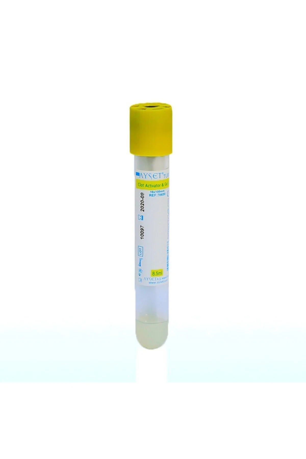 Vakumlu Kan Alma Tüpü Sarı Kapak 8.5 ml 16x100 mm 100 Adet Vakumlu Kan Alma Tüpü Sarı Kapak 8.5 ml 16x100 mm 100 Adet