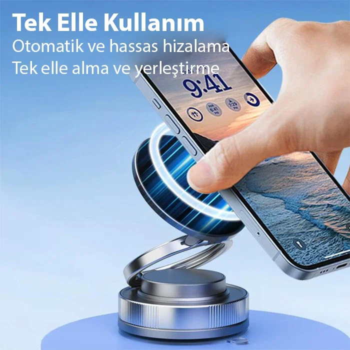 Vakumlu Manyetik Telefon Tutucu - Araç, Masa ve Ofis İçin Güçlü ve Kaymasız Çözüm
