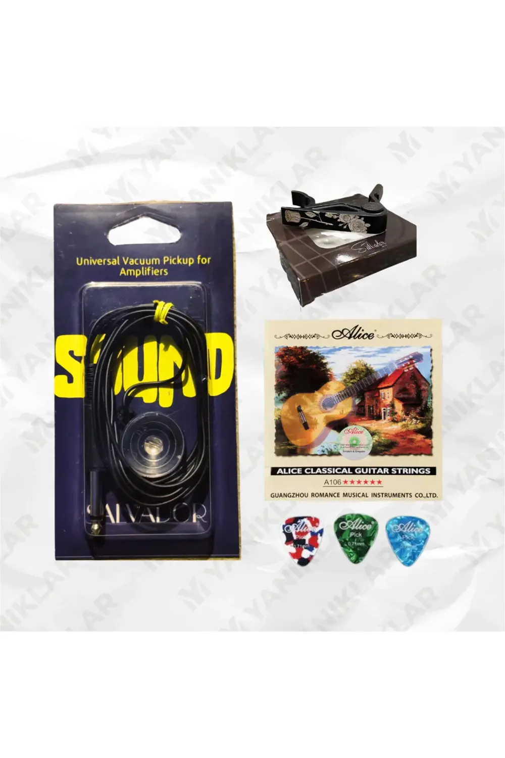 Vakumlu Öpücük Mikrofon (Klasik Gitar Teli + Pena + Kapo)