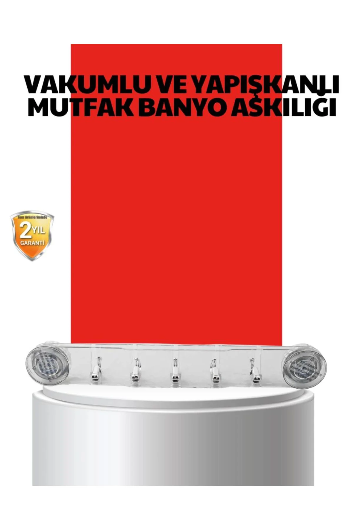 Vakumlu Ve Yapışkanlı Mutfak Banyo Askılığı 5 Bölmeli Pratik Düze