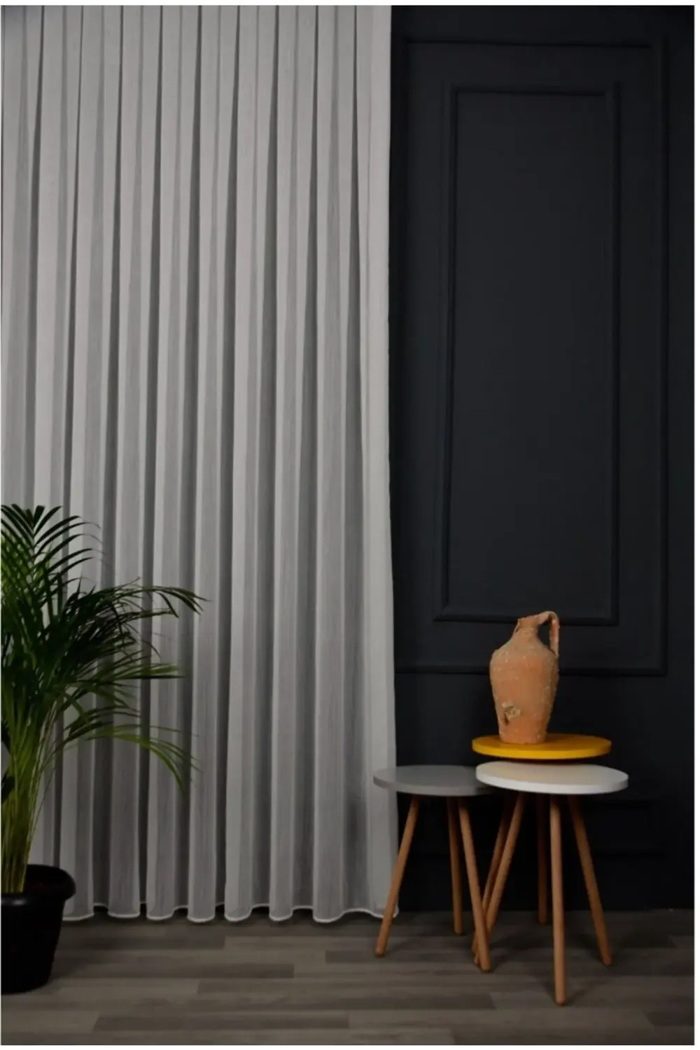 Valentina Thai Bambu Keten Dokulu Çizgili Lüx Armür Tül Perde Yük