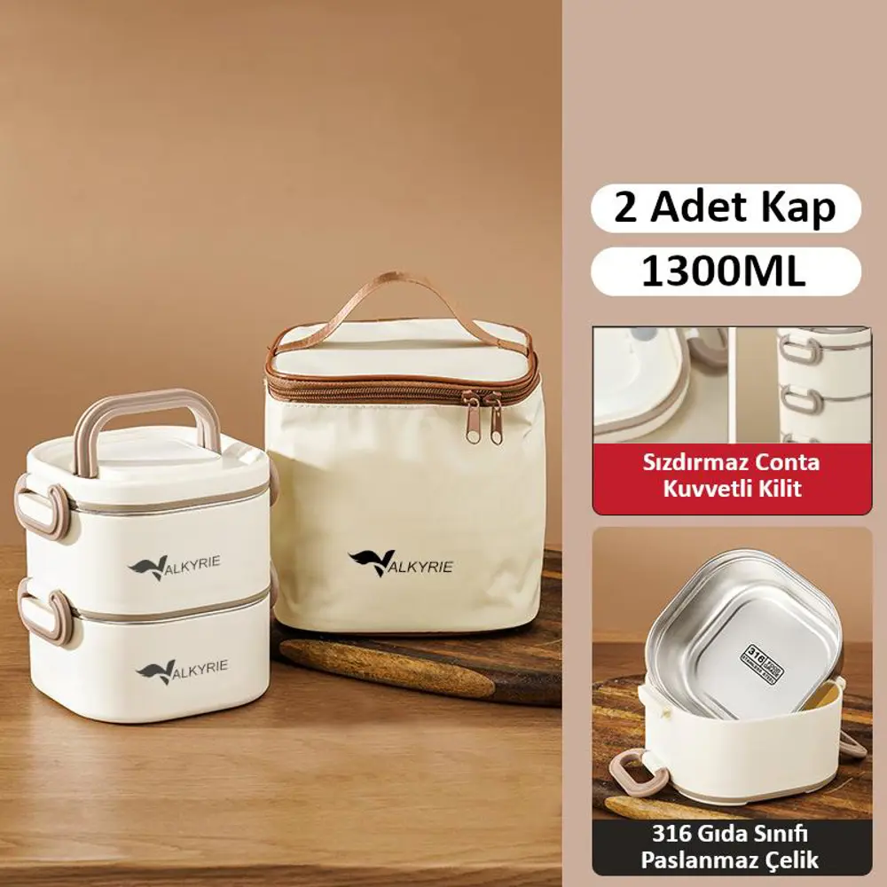 Valkyrie 1300 ML 2 Katlı Paslanmaz Çelik Yemek Kabı – Termal Taşı