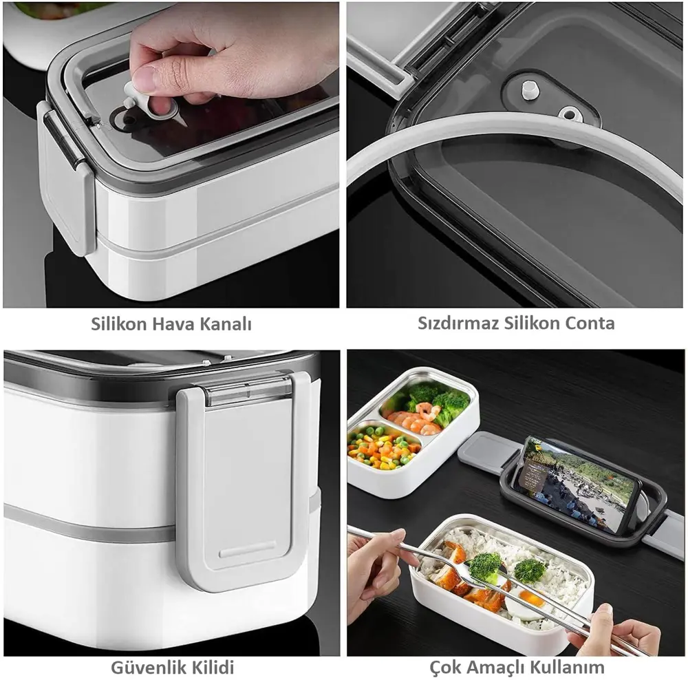 Valkyrie 1350 ml Termal Yemek Kabı Seti – Çelik Bölmeli Sızdırmaz