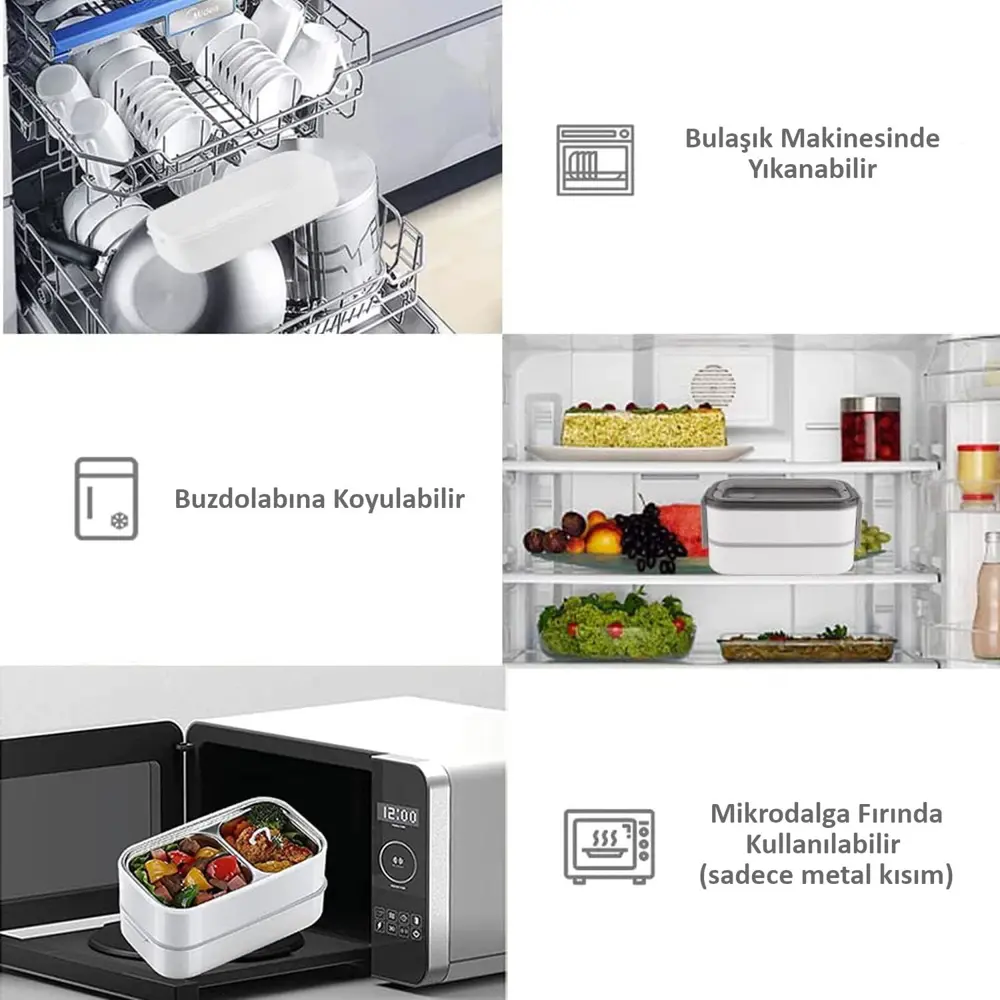 Valkyrie 1350 ml Termal Yemek Kabı Seti – Çelik Bölmeli Sızdırmaz