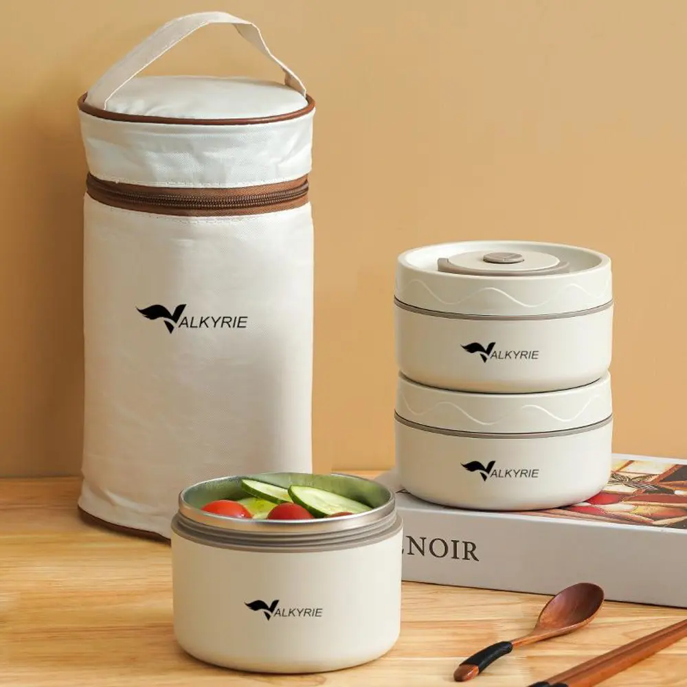 Valkyrie 3 Gözlü Paslanmaz Çelik Isı Yalıtımlı Yemek Kabı + Çatal