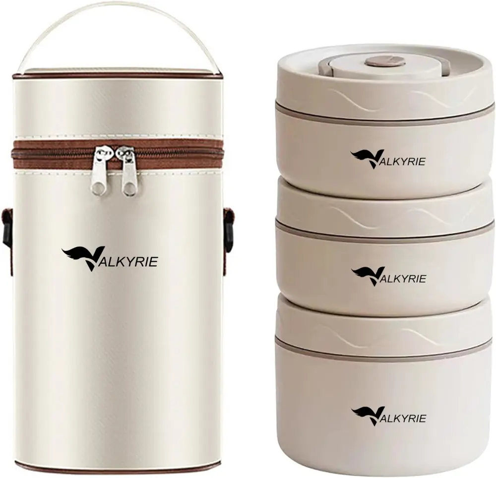 Valkyrie 3 Gözlü Paslanmaz Çelik Isı Yalıtımlı Yemek Kabı + Çatal