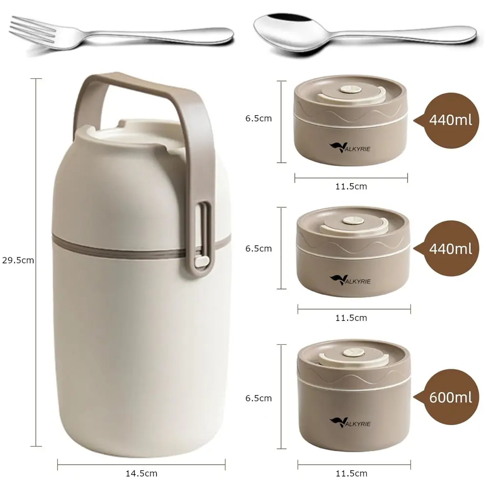 Valkyrie 3 Katmanlı Isı Yalıtımlı Termos Yemek Kabı Seti – 304 Pa