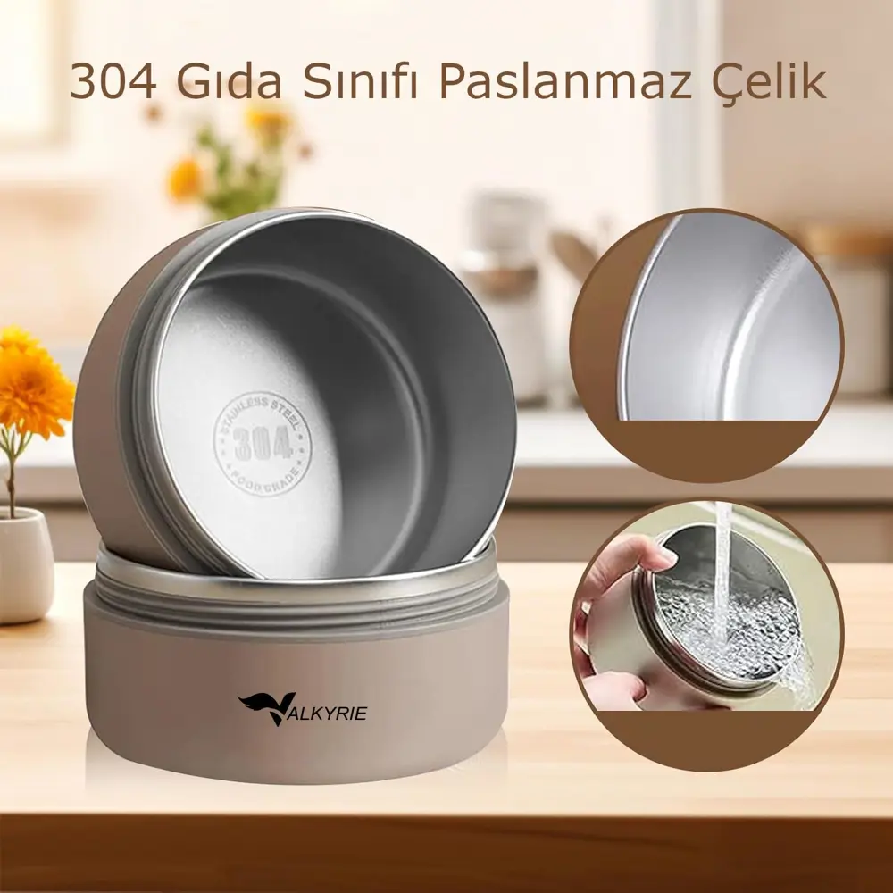 Valkyrie 3 Katmanlı Isı Yalıtımlı Termos Yemek Kabı Seti – 304 Pa