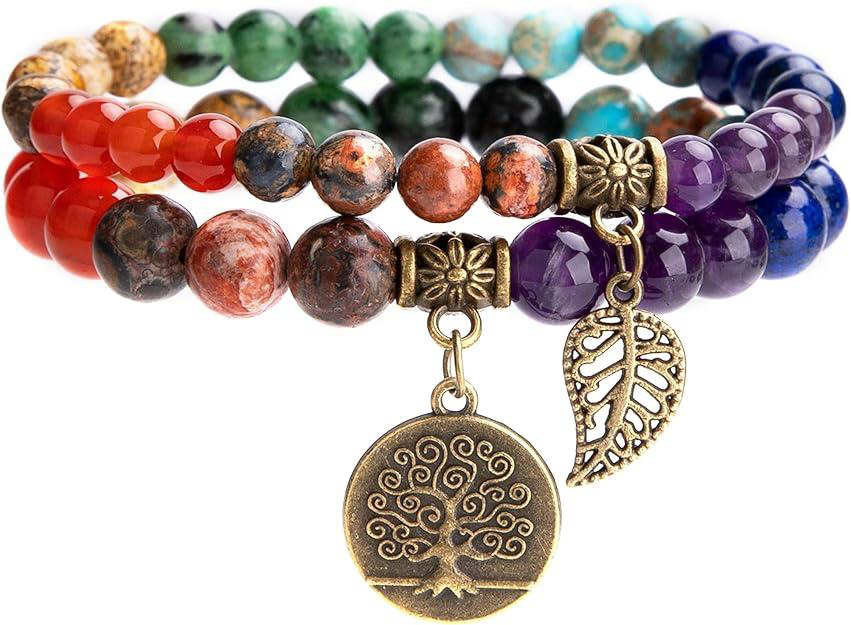 Valkyrie 7 Çakra Doğal Taş Bileklik – Yaşam Ağacı & Yaprak Charm, Valkyrie 7 Çakra Doğal Taş Bileklik – Yaşam Ağacı & Yaprak Charm,
