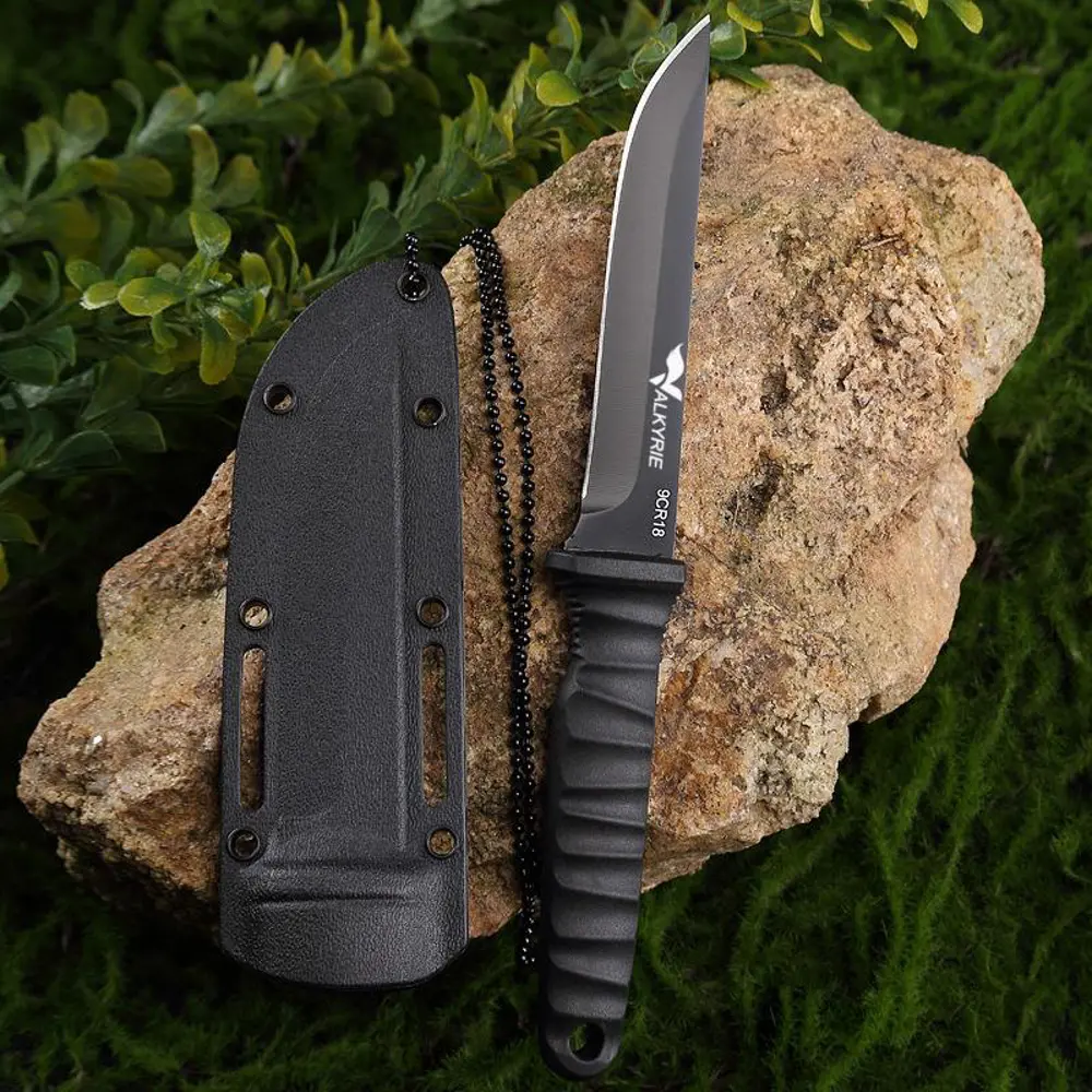 Valkyrie 9CR18 Soğuk Çelik Boyun Askılı Kılıflı Kamp Av Bıçağı Pa