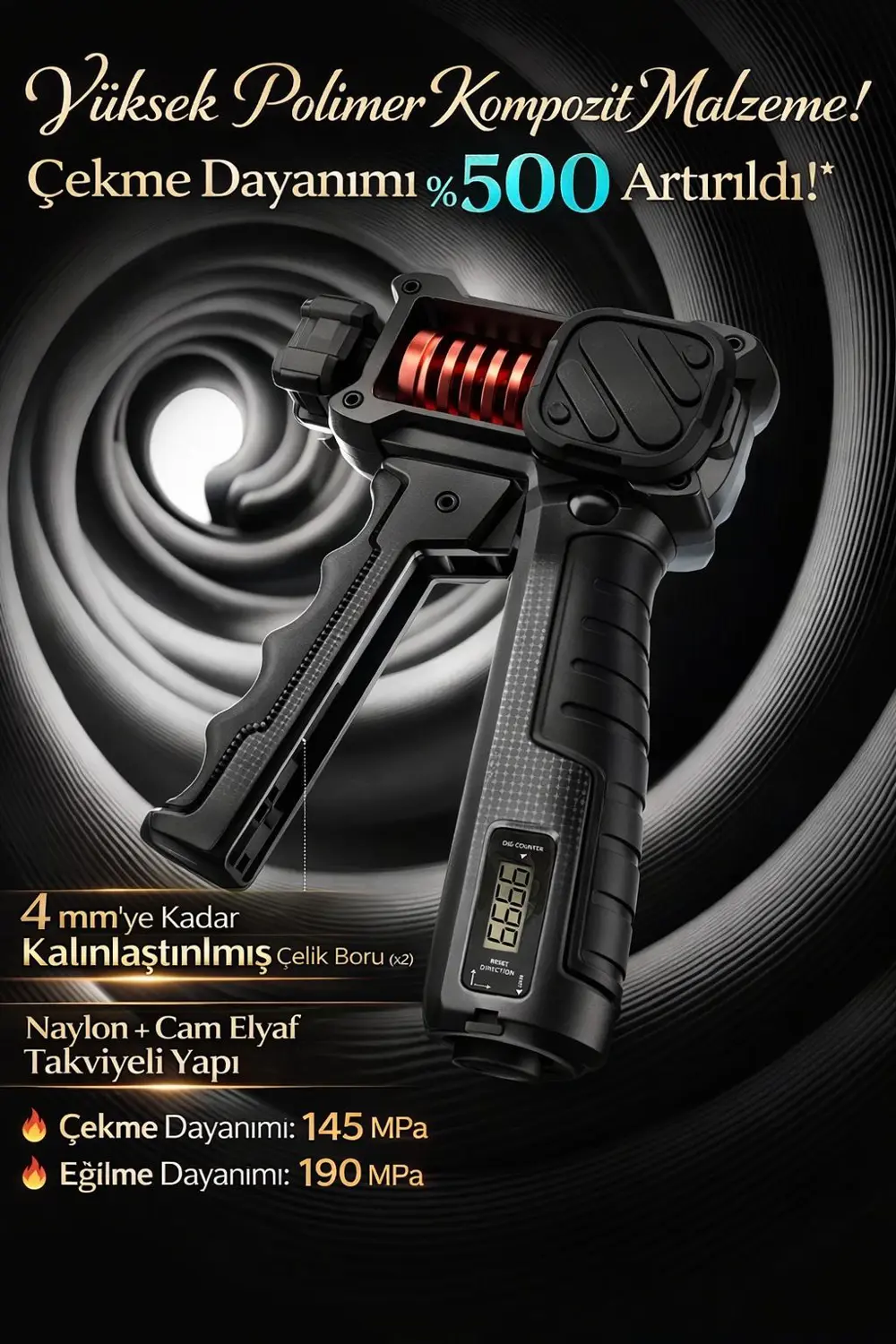 Valkyrie Ayarlanabilir El Kavrama Aleti 20–120 KG | Dijital Sayaç