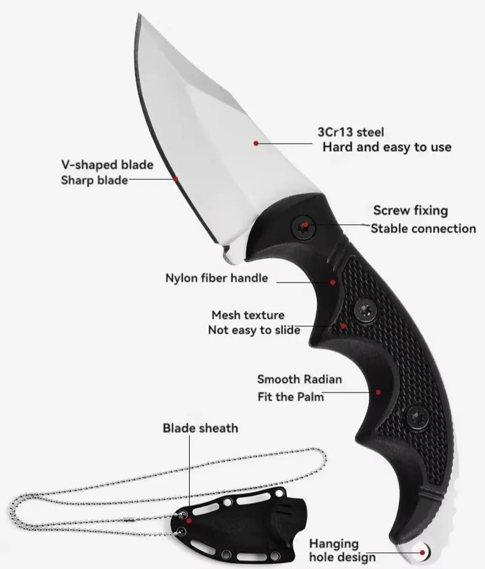 Valkyrie Boyun Askılı Kılıflı Paslanmaz Çelik Av Bıçağı Karambit Valkyrie Boyun Askılı Kılıflı Paslanmaz Çelik Av Bıçağı Karambit