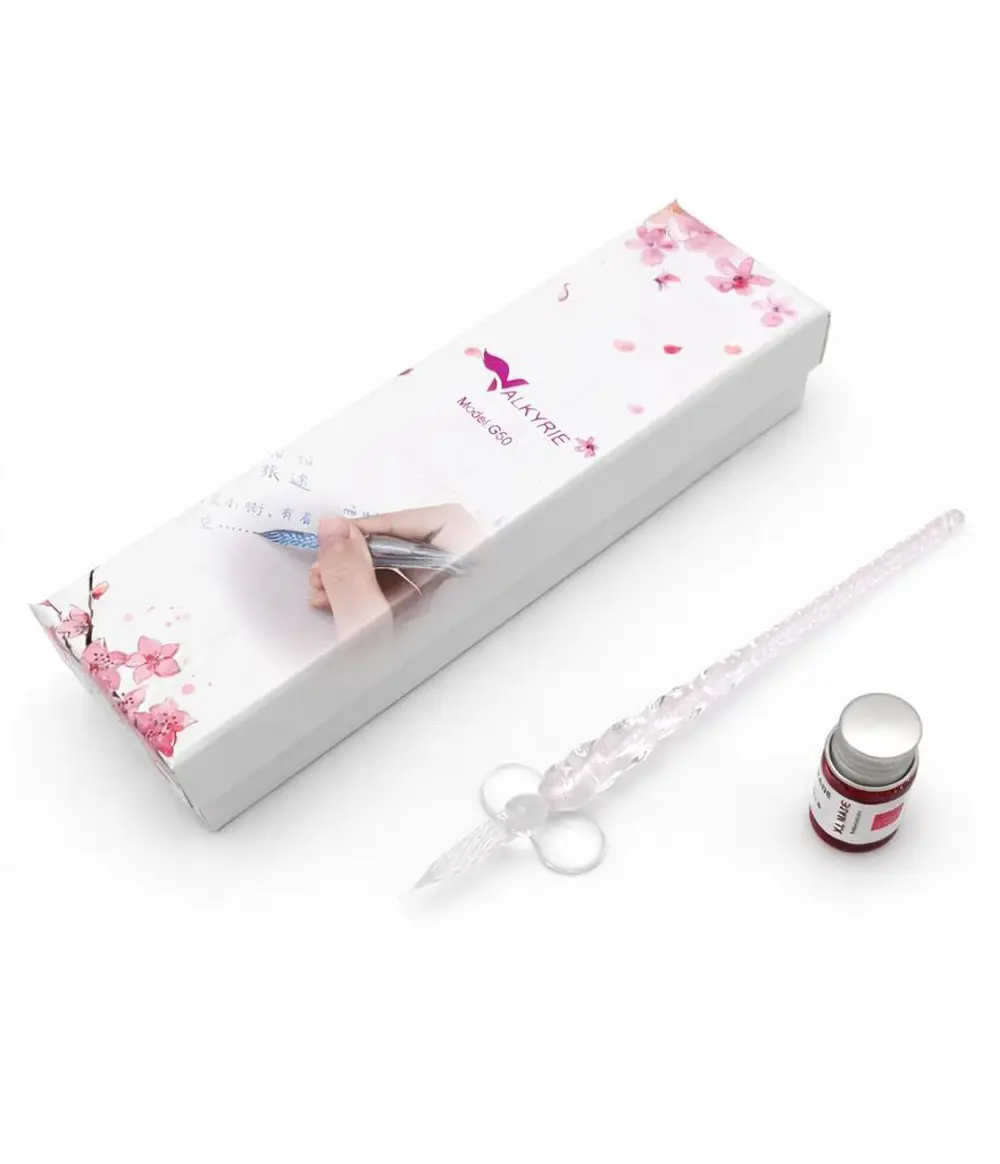 Valkyrie Cam Dip Kalem Seti – El Yapımı Şeffaf Cam Kaligrafi ve İ Valkyrie Cam Dip Kalem Seti – El Yapımı Şeffaf Cam Kaligrafi ve İ