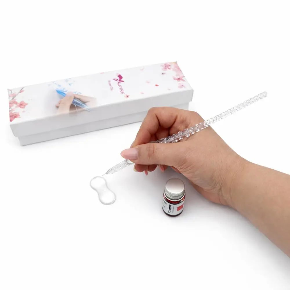 Valkyrie Cam Dip Kalem Seti – El Yapımı Şeffaf Cam Kaligrafi ve İ Valkyrie Cam Dip Kalem Seti – El Yapımı Şeffaf Cam Kaligrafi ve İ