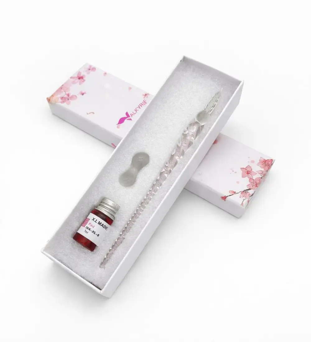 Valkyrie Cam Dip Kalem Seti – El Yapımı Şeffaf Cam Kaligrafi ve İ Valkyrie Cam Dip Kalem Seti – El Yapımı Şeffaf Cam Kaligrafi ve İ