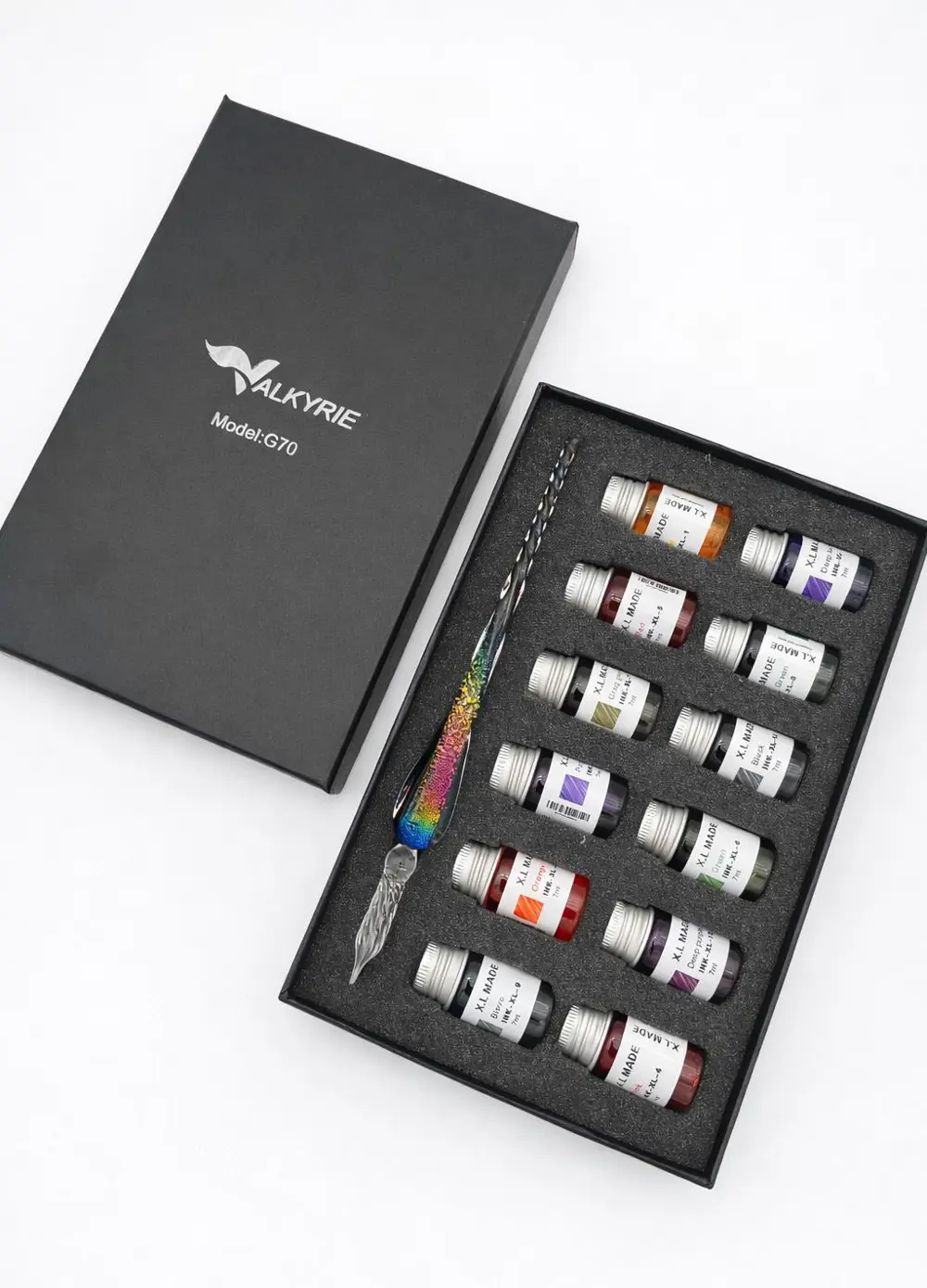 Valkyrie Gökkuşağı Cam Kalem Seti 12 Renk Mürekkep Hediyeli – Kri