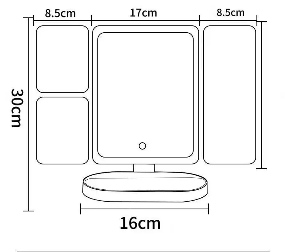 Valkyrie Işıklı Makyaj Aynası | 3 Panelli, 180° Dönebilen, 3 Renk