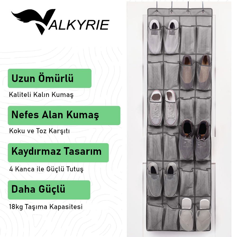 Valkyrie Kapı Arkası Ayakkabı Organizer 24 Gözlü – Askılı Dolap İ