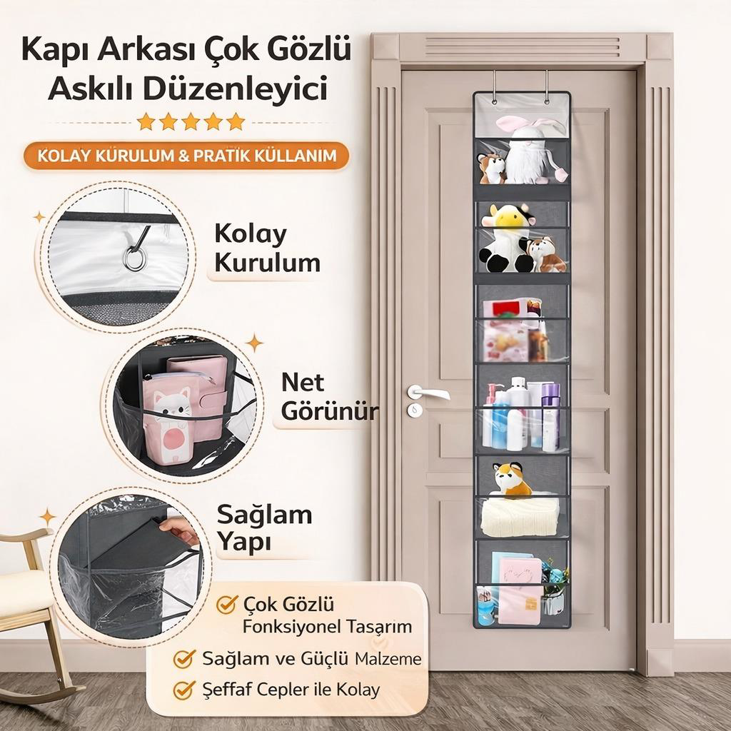 Valkyrie Kapı Arkası Organizer 6 Gözlü Askılı Dolap Düzenleyici Ç