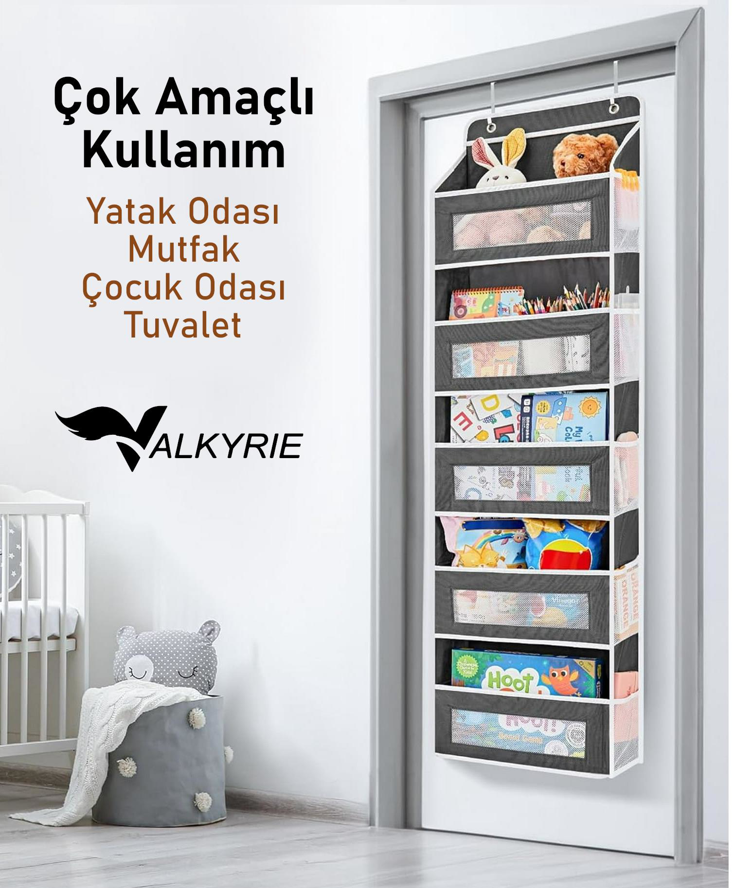 Valkyrie Kapı Arkası Organizer 5 Cepli Askılı Dolap Düzenleyici Ç Valkyrie Kapı Arkası Organizer 5 Cepli Askılı Dolap Düzenleyici Ç