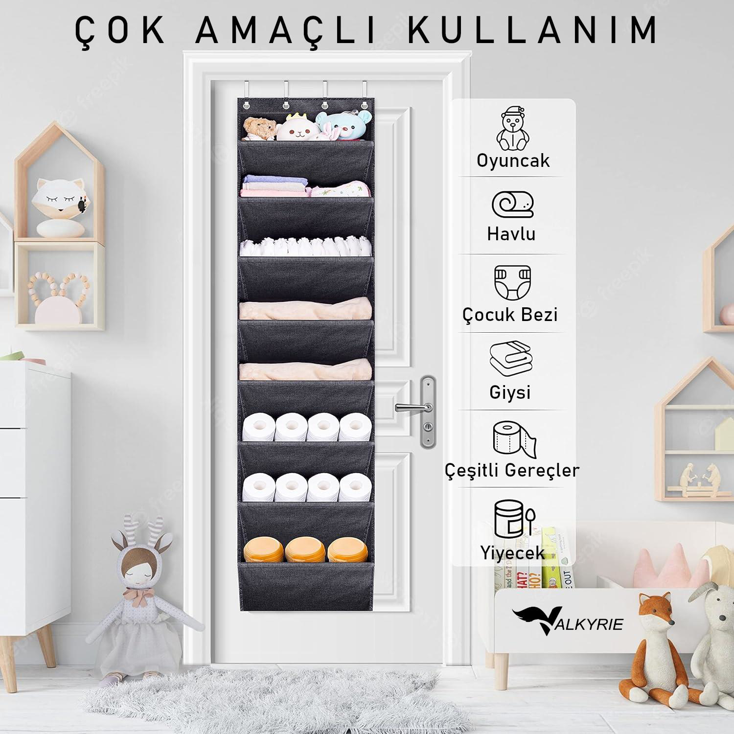 Valkyrie Kapı Arkası Ayakkabılık Organizer 8 Katlı Askılı Dolap İ Valkyrie Kapı Arkası Ayakkabılık Organizer 8 Katlı Askılı Dolap İ