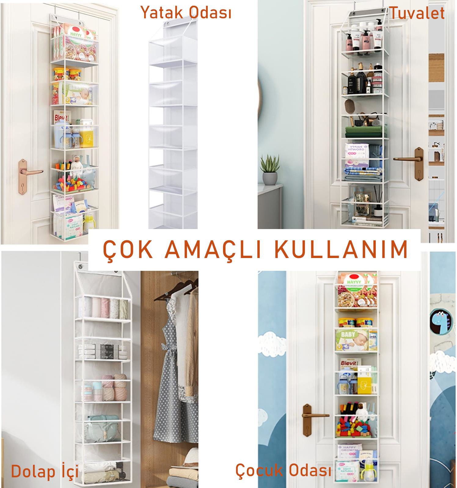 Valkyrie Kapı Arkası Organizer 6 Gözlü Askılı Dolap Düzenleyici Ç