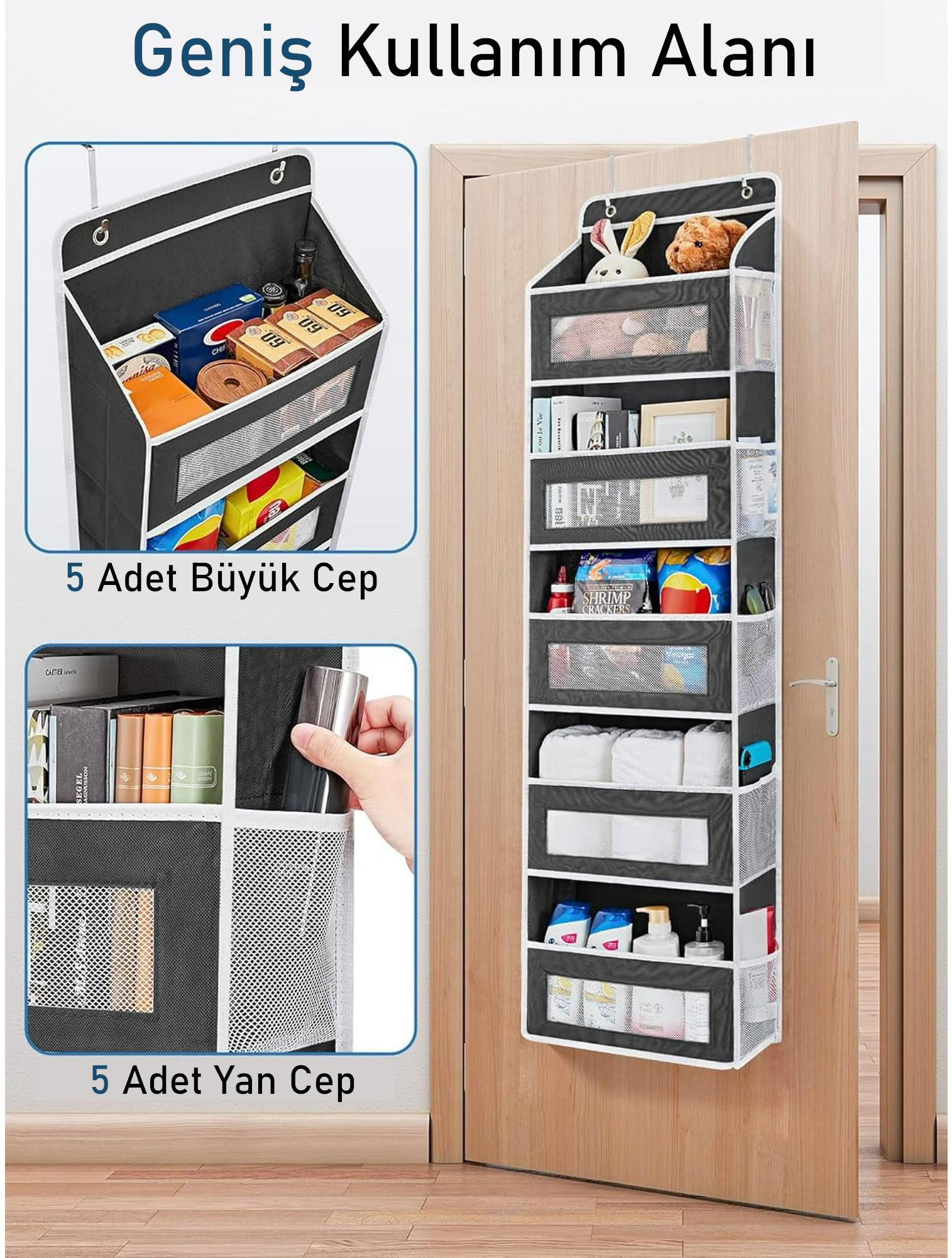 Valkyrie Kapı Arkası Organizer 5 Cepli Askılı Dolap Düzenleyici Ç Valkyrie Kapı Arkası Organizer 5 Cepli Askılı Dolap Düzenleyici Ç