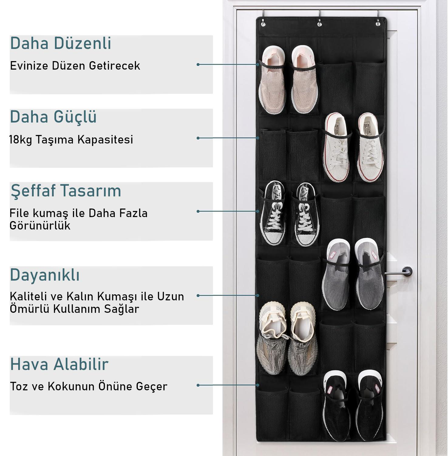 Valkyrie Kapı Arkası Ayakkabı Organizer 24 Gözlü – Askılı Dolap İ Valkyrie Kapı Arkası Ayakkabı Organizer 24 Gözlü – Askılı Dolap İ