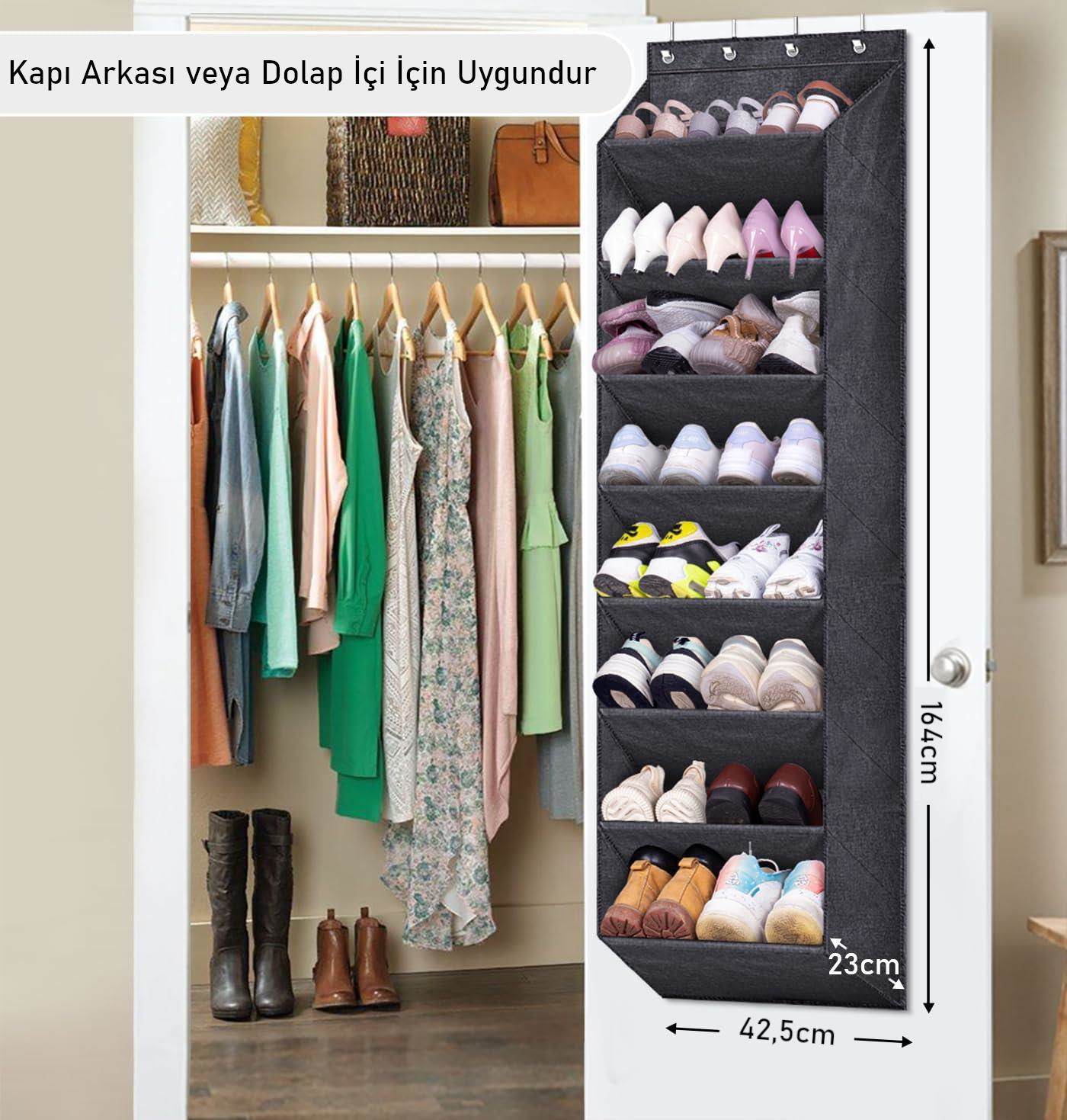 Valkyrie Kapı Arkası Ayakkabılık Organizer 8 Katlı Askılı Dolap İ Valkyrie Kapı Arkası Ayakkabılık Organizer 8 Katlı Askılı Dolap İ