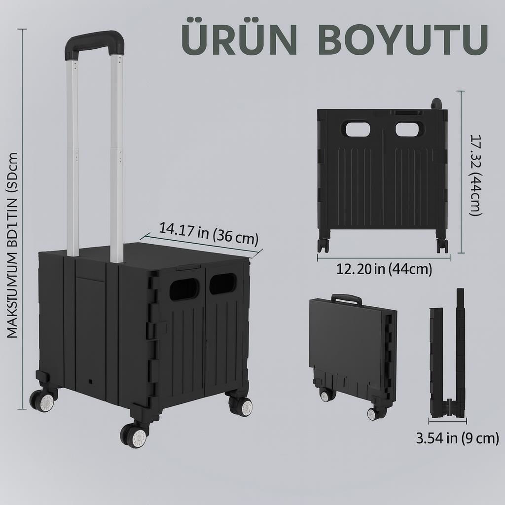 Valkyrie  Katlanabilir 4 Tekerlekli Alışveriş Ve Depolama Çantası 