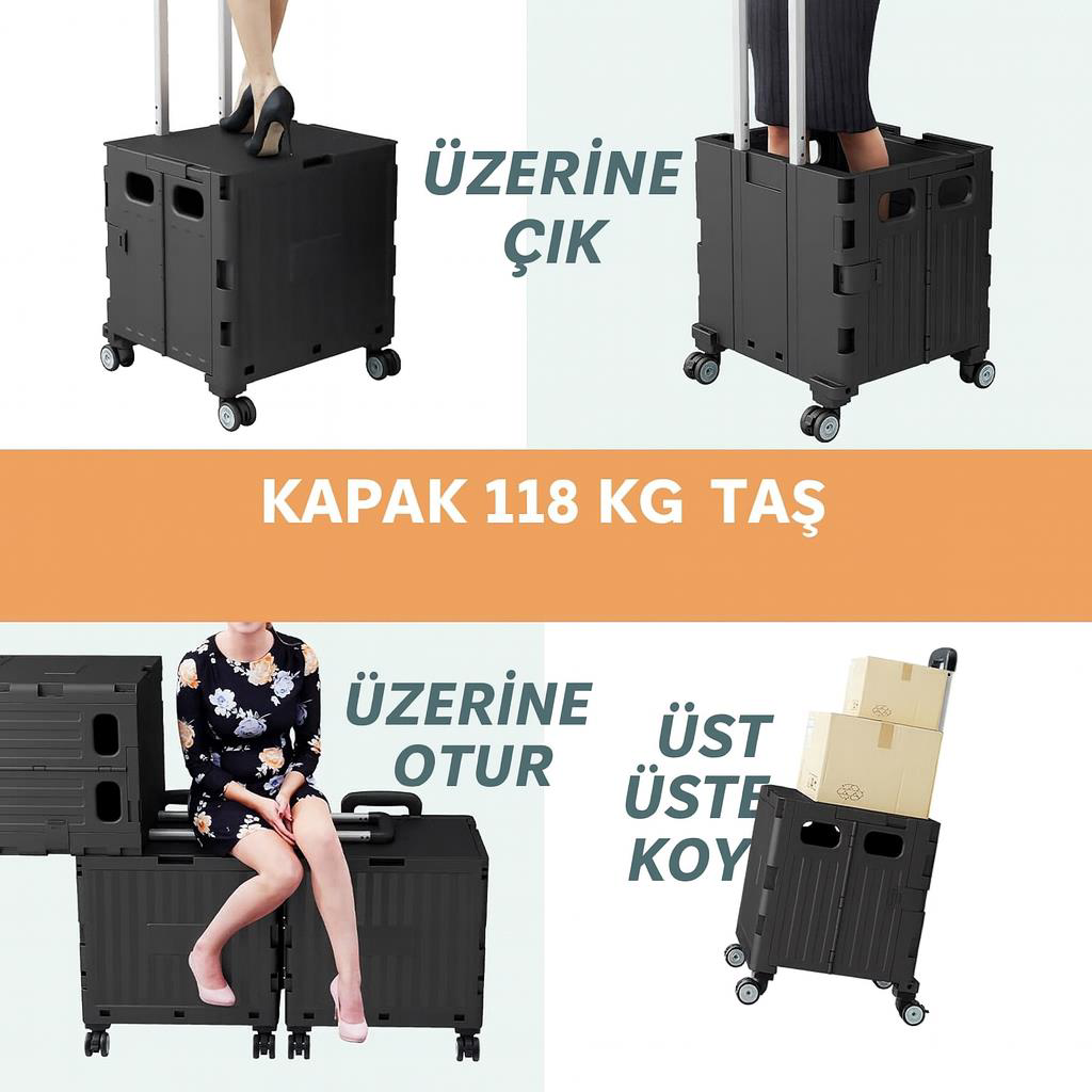 Valkyrie  Katlanabilir 4 Tekerlekli Alışveriş Ve Depolama Çantası 