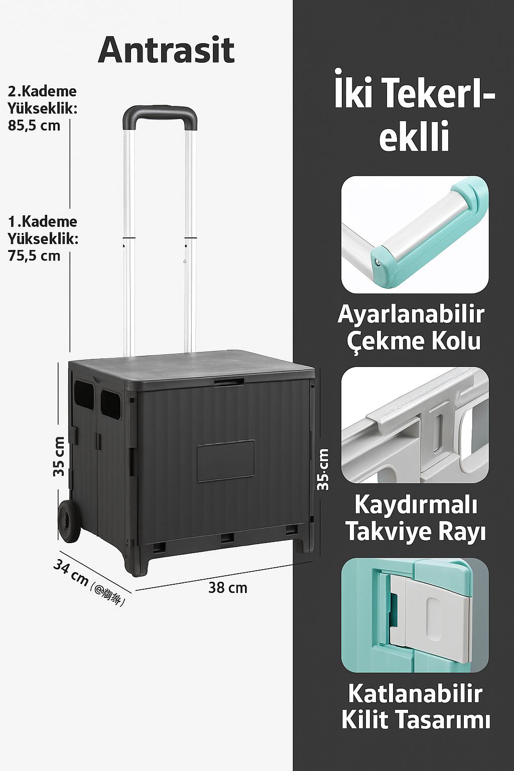 Valkyrie  Katlanabilir İki Tekerlekli Alışveriş Ve Depolama Çantas