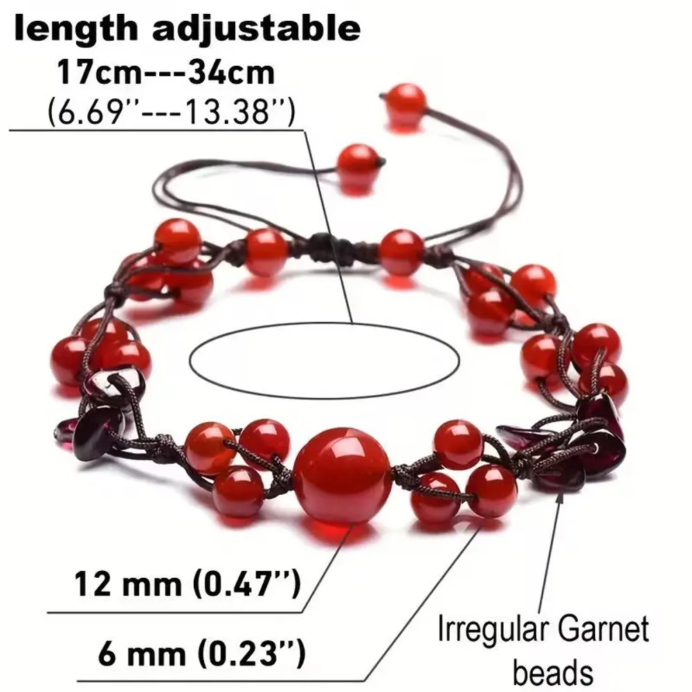 Valkyrie Kırmızı Akik & Garnet Doğal Taş Bileklik – Ayarlanabilir
