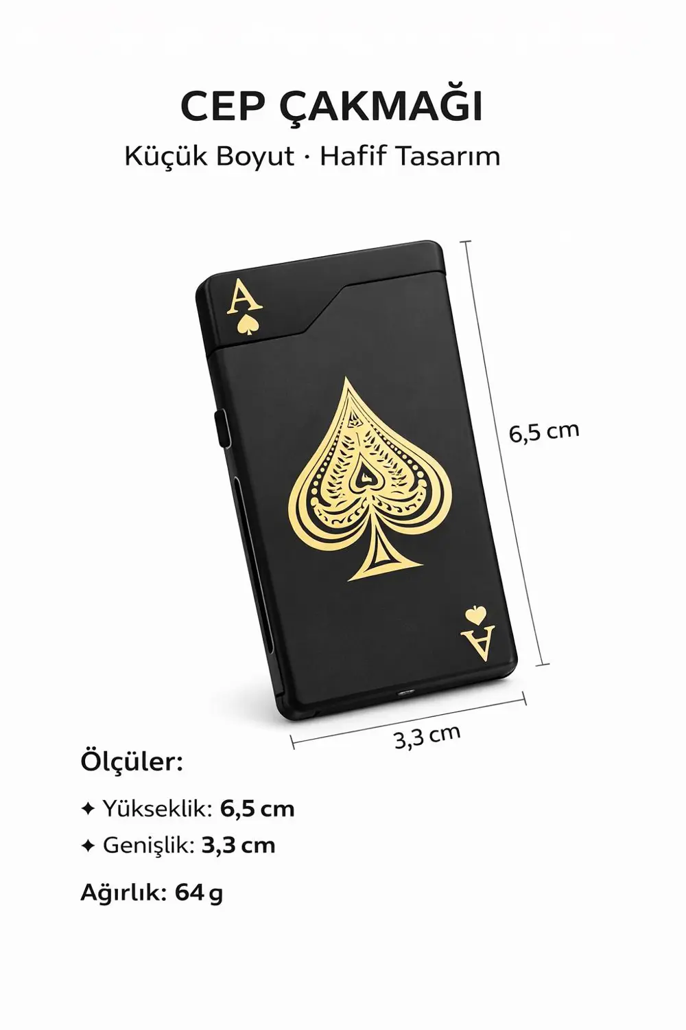 Valkyrie Maça As | USB-C Şarjlı Elektrikli Çakmak | Çift Ark Plaz