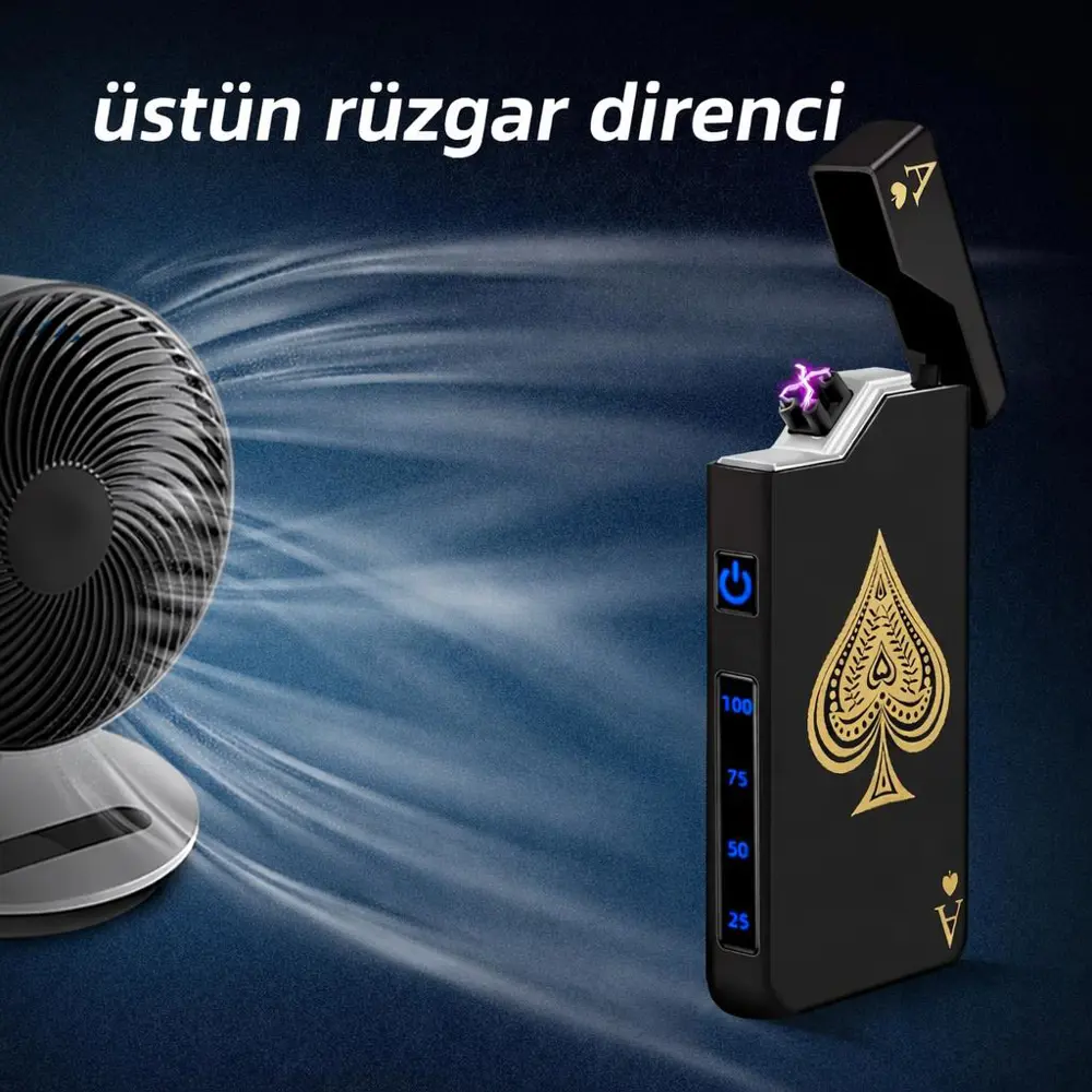 Valkyrie Maça As | USB-C Şarjlı Elektrikli Çakmak | Çift Ark Plaz