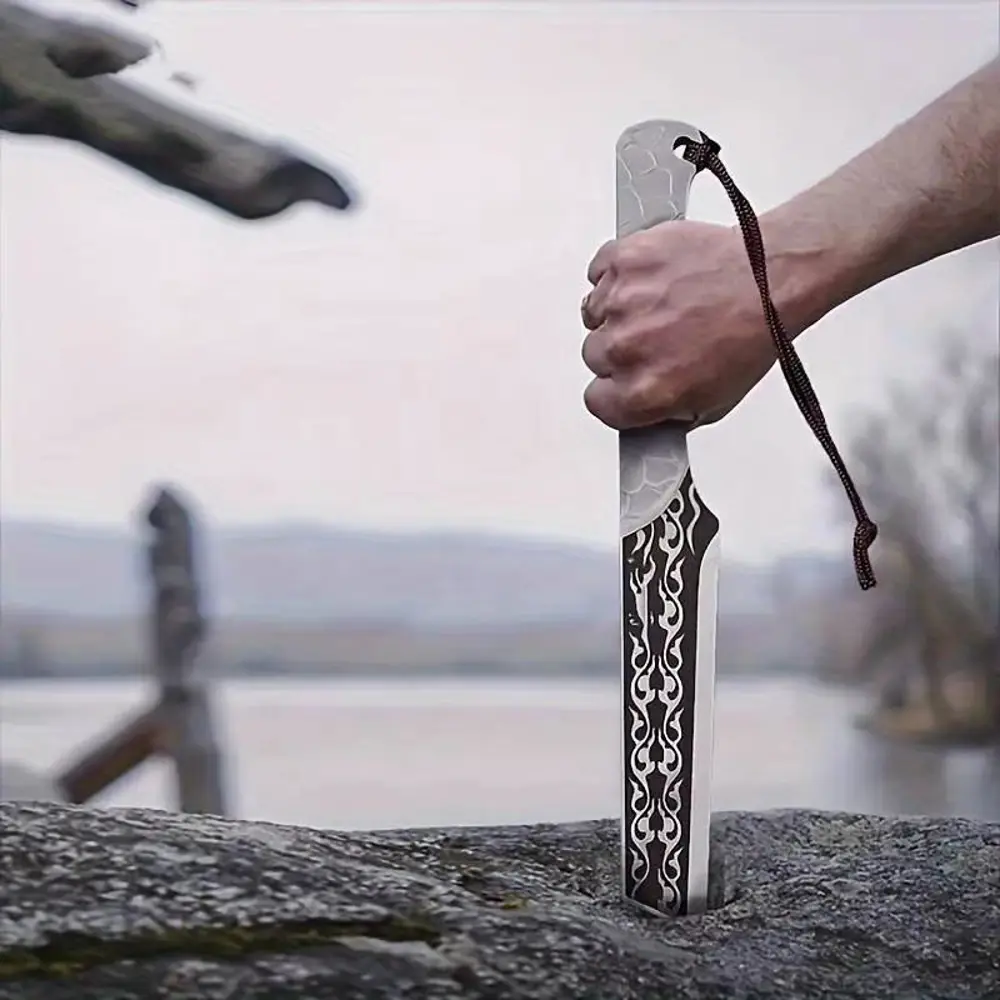 Valkyrie Paslanmaz Çelik Desenli Çok Amaçlı Mutfak ve Kamp Bıçağı