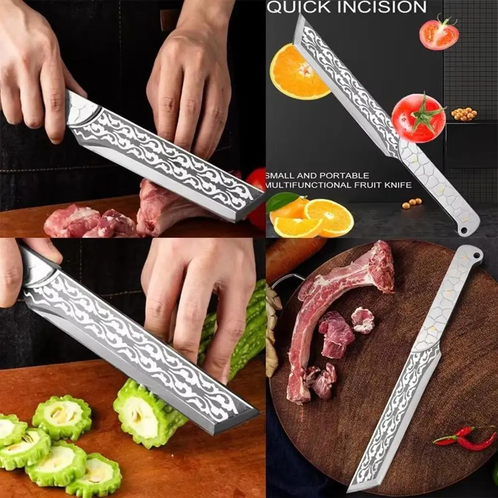 Valkyrie Paslanmaz Çelik Desenli Çok Amaçlı Mutfak ve Kamp Bıçağı