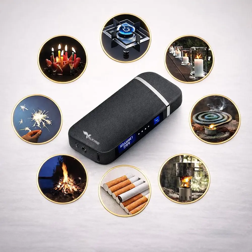 Valkyrie Şarjlı Gazsız Dokunmatik USB Çakmak Plazma Mat Siyah