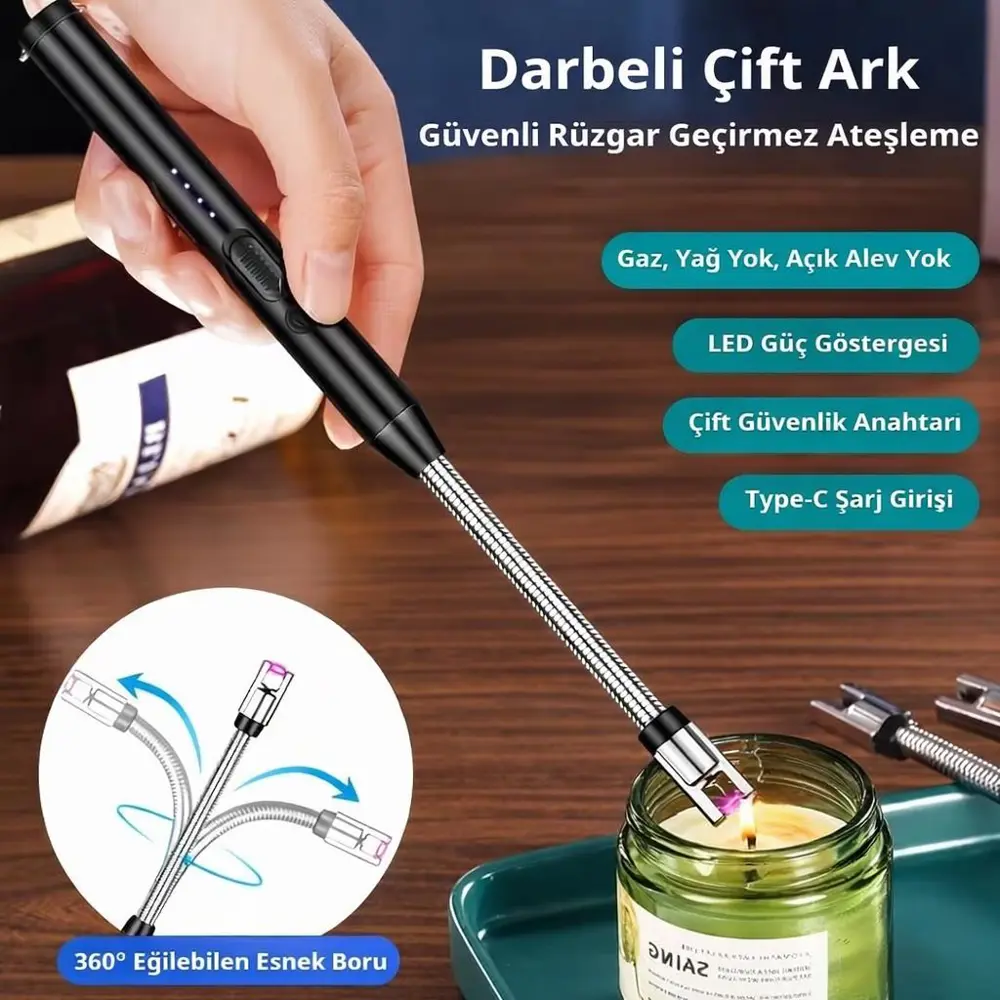 Valkyrie Type-C Şarjlı Elektronik, Mum Yakma Darbeli Ateşleyici –