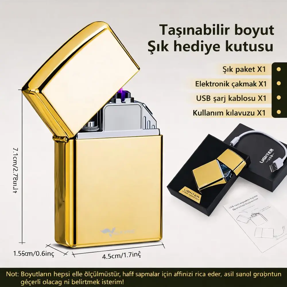 Valkyrie USB Şarjlı Elektronik Çakmak | 4 Elektrotlu X Tip Mor Ar