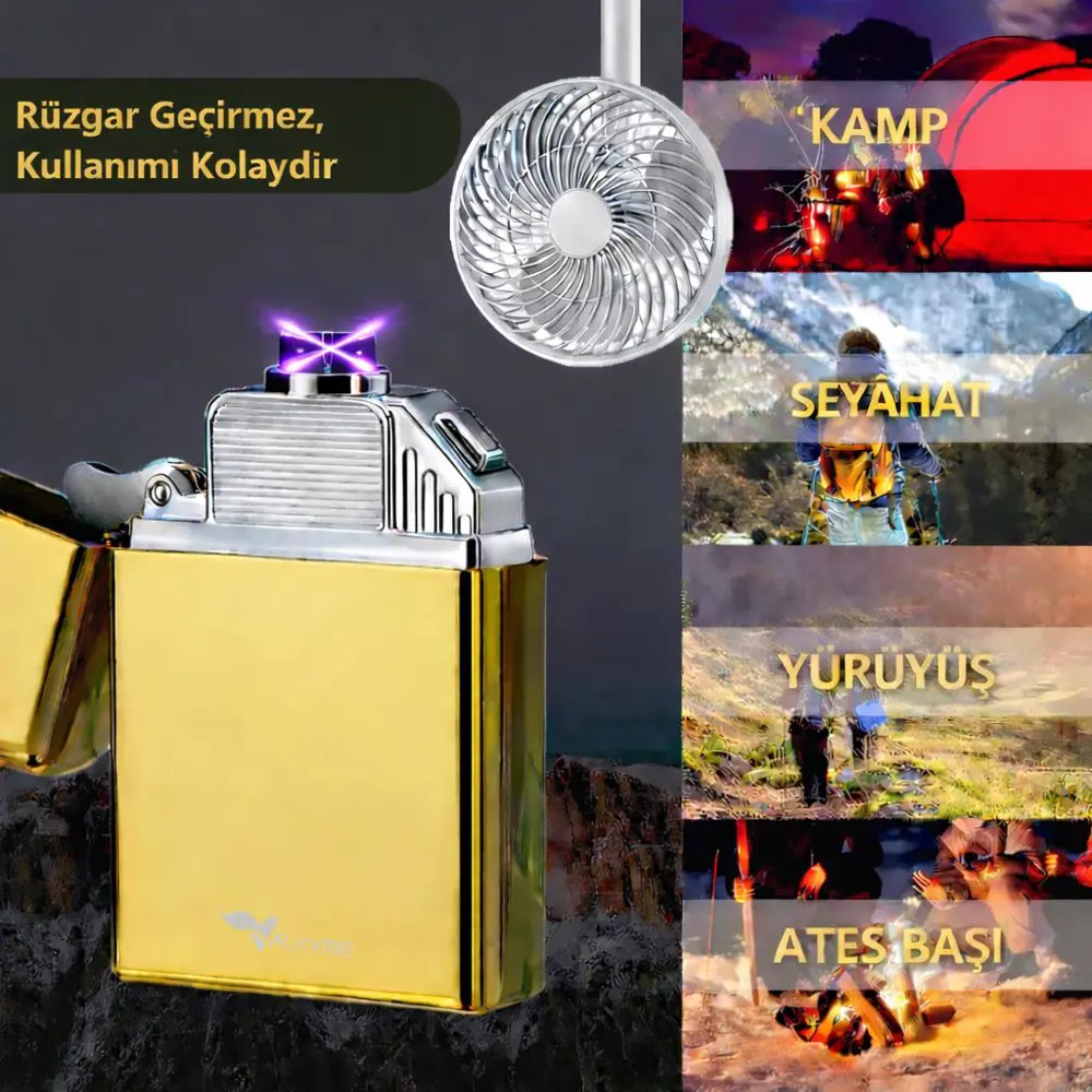 Valkyrie USB Şarjlı Elektronik Çakmak | 4 Elektrotlu X Tip Mor Ar