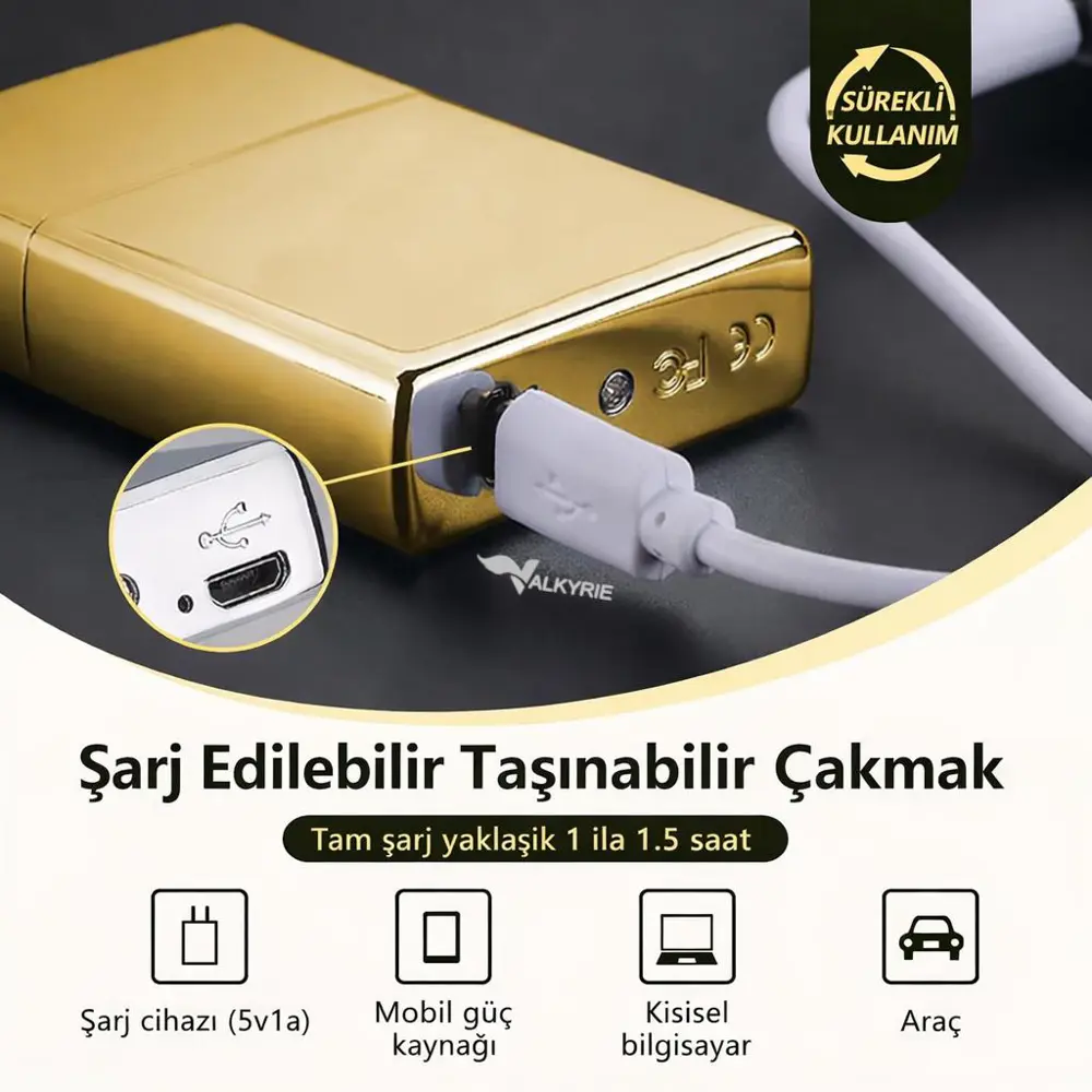 Valkyrie USB Şarjlı Elektronik Çakmak | 4 Elektrotlu X Tip Mor Ar