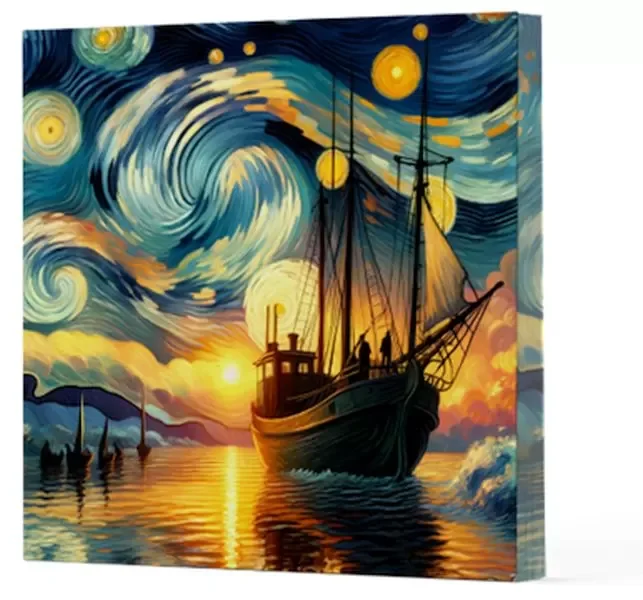 Van Gogh 2 Gemi - Çizgisiz Yan Boyamalı Defter Van Gogh 2 Gemi - Çizgisiz Yan Boyamalı Defter
