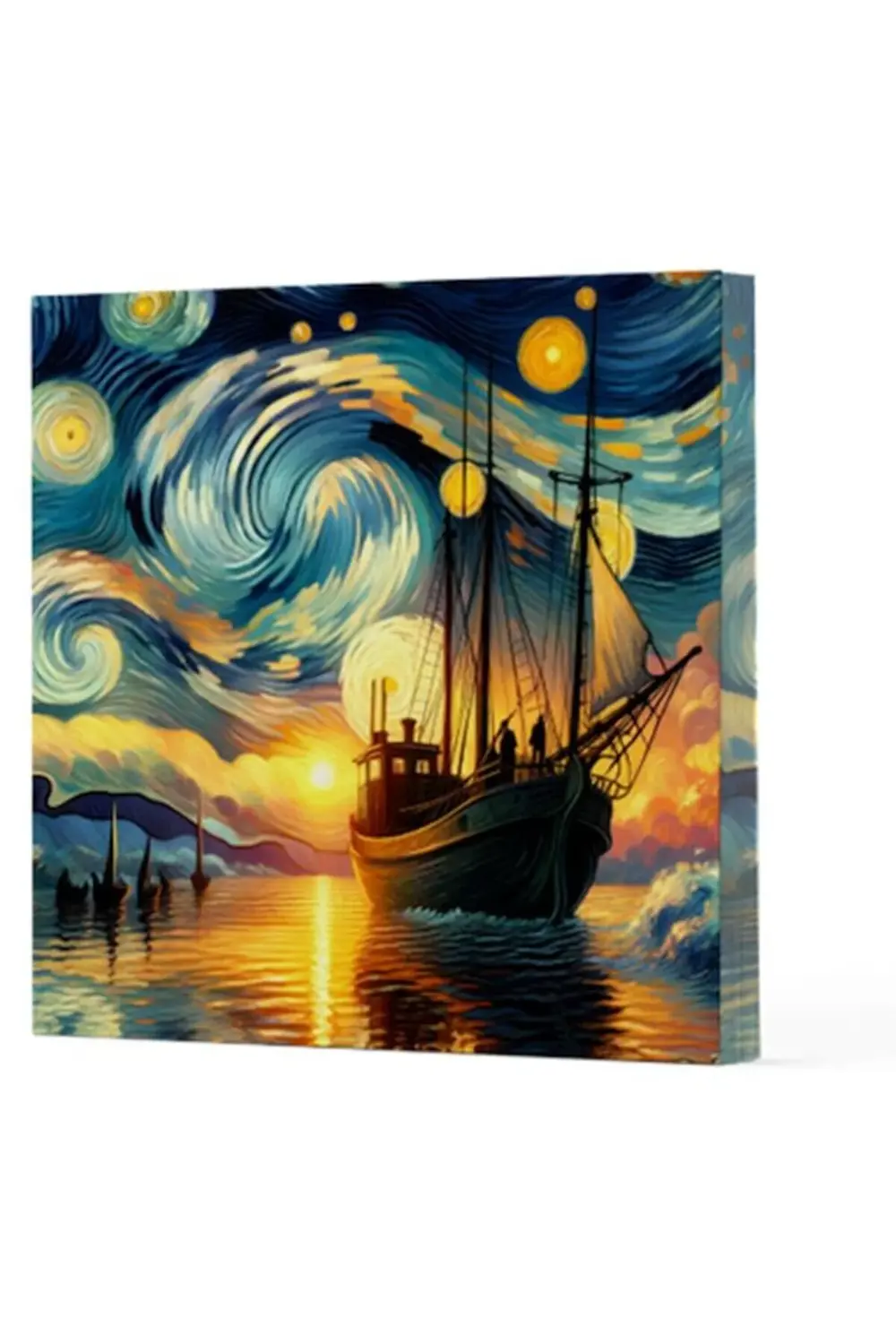 Van Gogh 2 Gemi - Çizgisiz Yan Boyamalı Defter