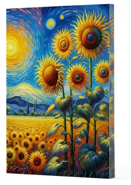 Van Gogh 4 - Ayçiçekleri Çizgili Yan Boyamalı Defter Van Gogh 4 - Ayçiçekleri Çizgili Yan Boyamalı Defter