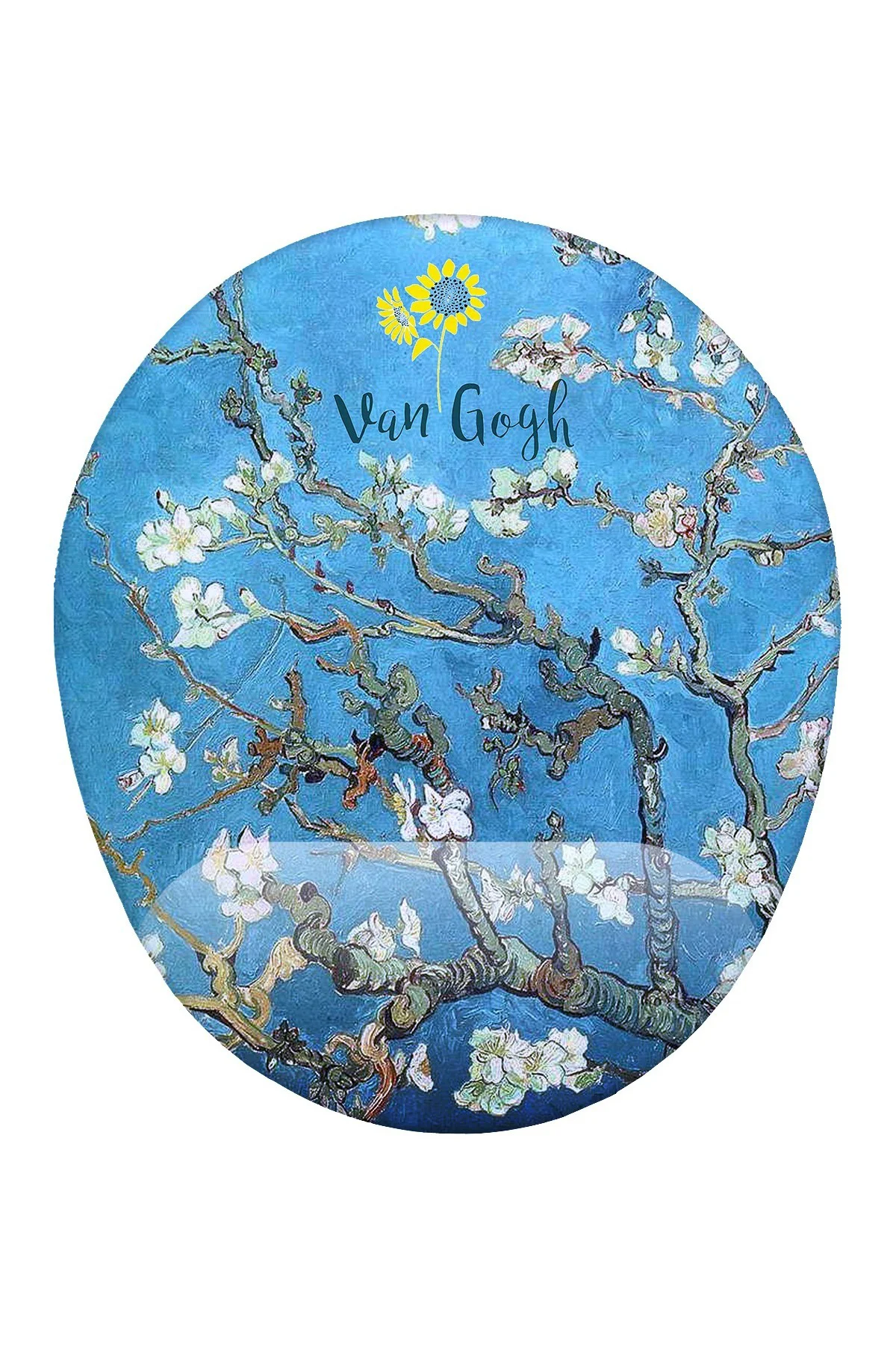 Van Gogh Badem Ağacı Bilek Destekli Mouse Pad Ergonomik Kaymaz Taban Mousepad Fare Altlığı