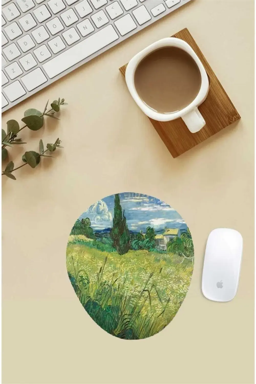 Van Gogh Green Field Desenli Bilek Destekli Mouse Pad